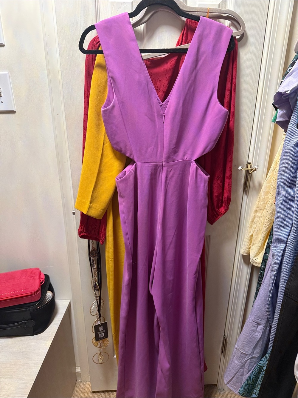 Mango Sleeveless V-Neck Maxi Dress in Bright Lilac jumpsuit